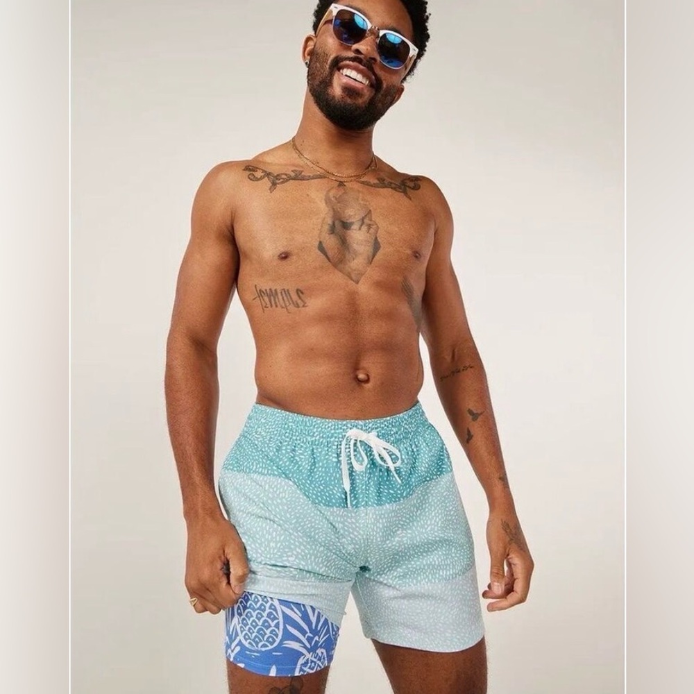chubbies Mint Green and Blue Men's Swim Board Shorts